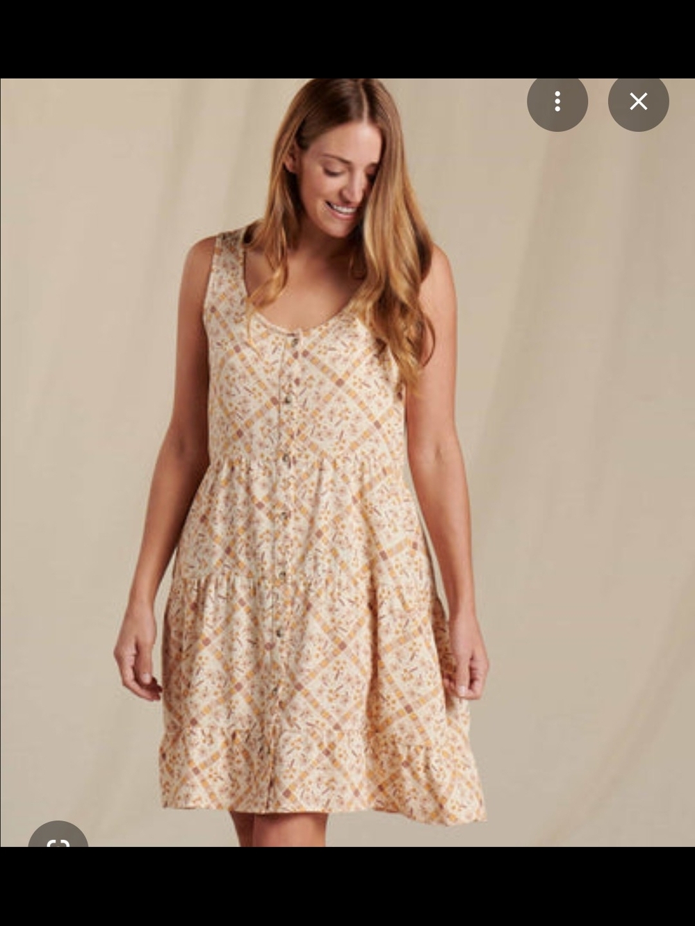 Toad&Co Cream and Tan Floral Sleeveless Mini Dress